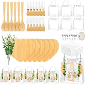 55Pcs Baby Shower Prizes for Game Winners Adults 6 Sets Wedding Bridal Party Favors for Guests with Bamboo Cheese Board Spreaders Forks Kitchen Towels Thank You Gift