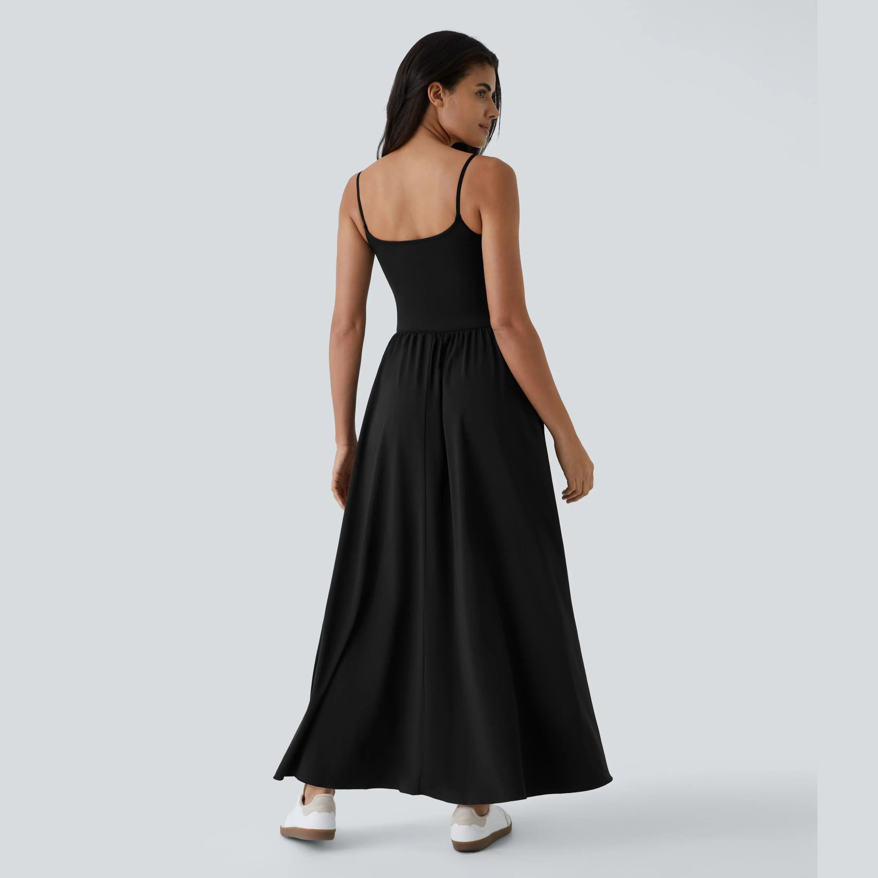 Halara Breezeful Backless Side Pocket Flowy Flare Maxi Quick Dry Casual Slip  Dress - TikTok Shop