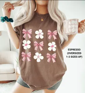 Comfort Colors Coquette Bow Floral T-Shirt, Pink Boho Spring Tee, Girly Bow Graphic TShirt, Soft Cottagecore Aesthetic Top, Feminine Floral Tee