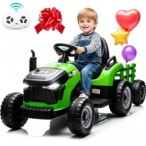 JOYRACER 24V Ride On Tractor for Kids, Electric Tractor Toys  w/400W Motors, Tiltable & Detachable Trailer, Adjustable Seat, Bluetooth, Music, Remote Control, Perfect Gift for Boys and Girls Aged 3-8