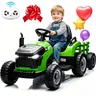 JOYRACER 24V Kids Electric Ride-On Tractor Toy with 400W Motors, Rechargeable Batteries, Metal Frame, Dual Modes, Tilting Detachable Trailer, Adjustable Seat, Bluetooth, Music, Remote Control, Farm Theme Gift for 3-8 Year Old Boys and Girls