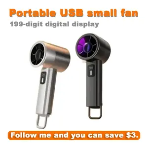 199-speed digital display USB mini fan, foldable and portable, with a powerful turbine and strong wind force, suitable for desktop use, mobile games, tablets, and Android devices.