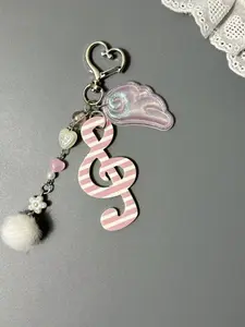 Creative Cute Music Note Keychain Bag Pendant, Unique Gift Idea, Perfect for Daily Use, Adds Personality, Polka Dot Style, All Seasons