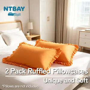 NTBAY Ruffled Pillowcases Set of 2 Soft and Skin-Friendly, Luxurious and Elegant Pillow Shams with Envelope Closure
