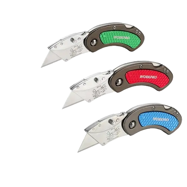 #toolupgrade WORKPRO Folding Utility Knife Set Quick Change Blade, Back-lock Mechanism 3-count with 10-count Extra Blades