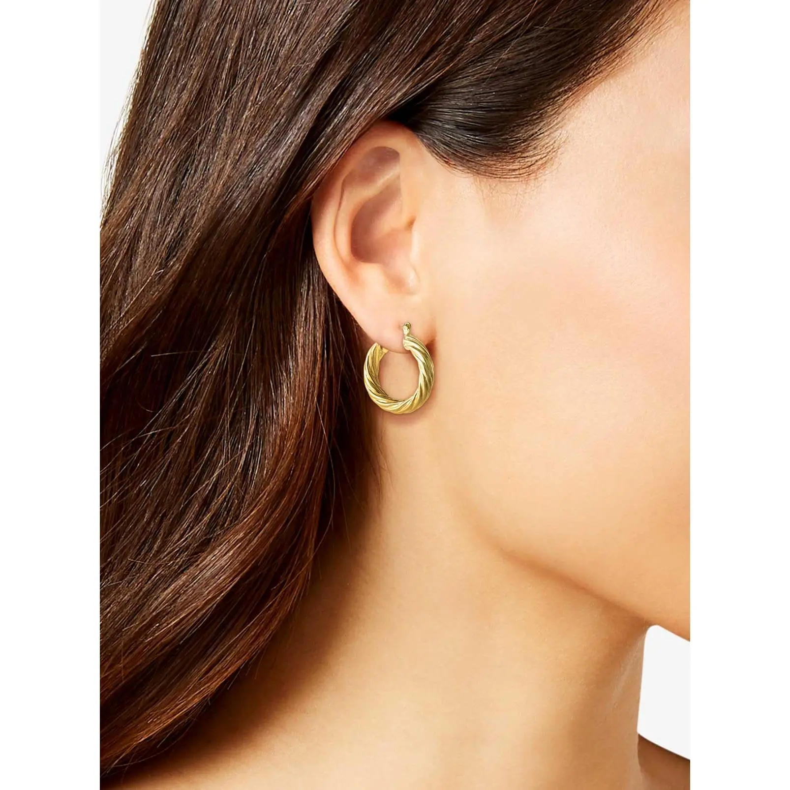 Thick Twisted Hoop Earrings in Gold