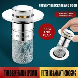 Bathroom Sink Stopper Hair Catcher with Universal Pop Up Sink Drain Filter and Stainless Steel Filter Basket, Bathroom Sink Drain Strainer