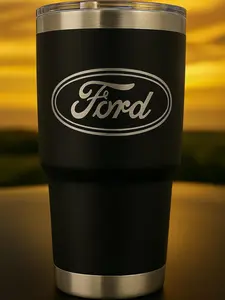 Ford 30 oz Tumbler: Powder Coated Stainless Steel, Vacuum Insulated