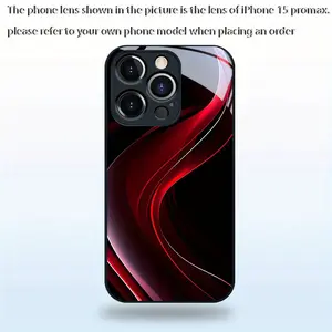 Red and black curved business high-end glass design phone case suitable for iPhone 17 16,15,14,13,12,11 Plus Pro Max