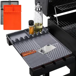 TikTok Made Me Buy It! Blackstone Silicone Side Shelf Spatula Mat - Non-Slip, Heat Resistant | Grill Tool Organizer men gift Utensils Grey