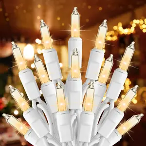 Christmas Lights, 100-Count 20ft Clear Incandescent Bulb Mini String Lights for Indoor Holiday Decor, Christmas Tree Garland Wedding Party Multi-Use Decoration, White Wire