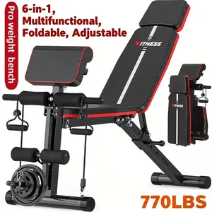 Weight Bench ONLY, Versatile And Collapsible Workout Bench Press Set with Leg Developer And Preacher Curl Pad for Complete for Home Gym Training
