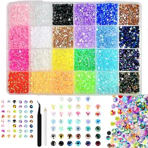 24/28/32-Grid AB Color Nail Art Rhinestone Set Flat-Back Resin Gems Mixed Candy for DIY Salon