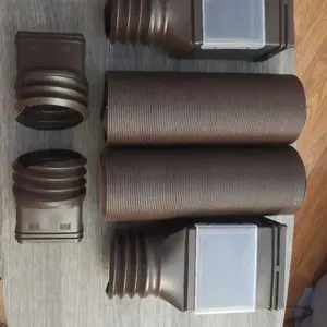 VEVOR Rain Gutter Downspout Extensions,  2-Pack Flexible Downspout Extender, Down Spout Drain Extension Extendable from 22" to 63", Gutter Extensions with Adapters, for Rainwater Drainage, Brown