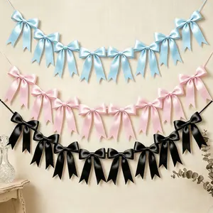 2 Bow Wreath Banners, Pre-Tied Ribbon Bows, Perfect for Birthdays, Baby Shower, Wedding, Girl's Room, Party Decorations