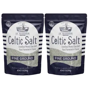 Le Marinier Celtic Fine Ground Sea Salt 1.1lb Pack of 2 Unrefined 100% Natural Hand Harvested Mineral Kosher Salt