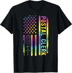 100% Cotton Postal Clerk US Flag Post Office Clerk Postal Clerks T-Shirt