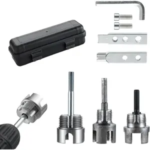 5 pcs Integrated Internal & External Pipe Threading Tool Kit with 1/2" 3/4" 1" Dies & Broken Bolt Extractor, 40Cr Steel Plumbing Tool Set for PVC/PPR/Pipe, Electric Drill Compatible