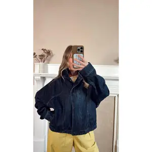 High Neck Dark Wash Denim Jacket
