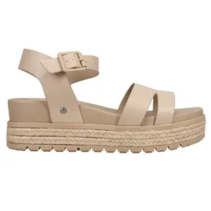 MIA Womens Knia Ankle Strap Espadrille Platform Casual Sandals Casual Mid Heel 2-3" - Beige