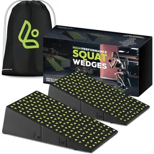 Squat Wedge Block Pair - Heel Elevated Squat Wedge for Deeper Squats, Heavy Lifting and  Form - 17? Angle Exercise Wedges, Slant Board for Squats with Carry Backpack