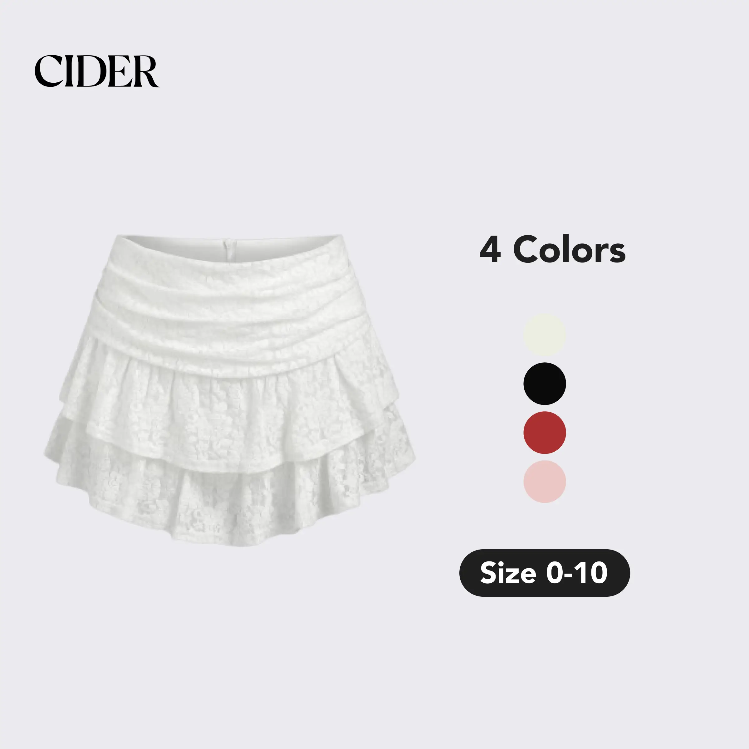 Cider Stretchy Built-in Shorts Lace Mini Skirt, Cute Under Sweater Layered Skirt, Y2K Vintage Floral Ruched Hem