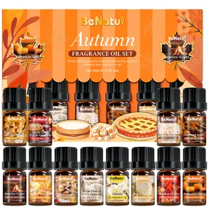 Benatu Autumn Warm Essential Oil Set, Autumn Fragrance Essential Oil, for Diffusers, Homemade Candles/sprays/scented Products/scented Items-12Pcs Luxury Fragrance