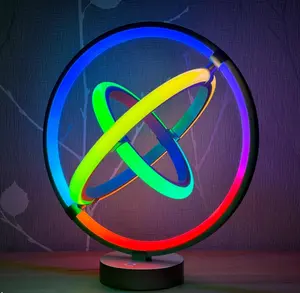 Lepro RGBIC AI Smart Table Lamp, Music Sync Smart Table Lamp Work with Alexa Google, LED Desk Lamp with 16M Colors, Color Changing Atmosphere Lamp for Bedroom Living Room Dimmable Night Light APP Control No Remote, 2.4 GHz