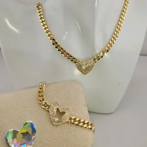 103 - Heart & butterfly Set Necklace with extender and bracelet with extender- Fashionable Jewelry for Women