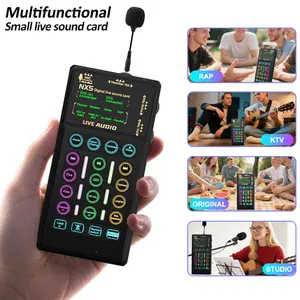 Portable Handheld Sound Card Set for Podacsting Audio mixer console, Bluetooth connection DJ Mixer Voice changer  Broadcasting, Outdoor,Living, Singing, Recording, Gaming Live streaming sound card
