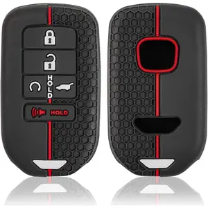 2PCS 5 Buttons Silicone Fob Cover for Compatible with Honda Accord Civic Pilot HRV CRV Passport Fit 2015 2016 2017 2018 with Smart Remote Control Shells Covers Case Protector