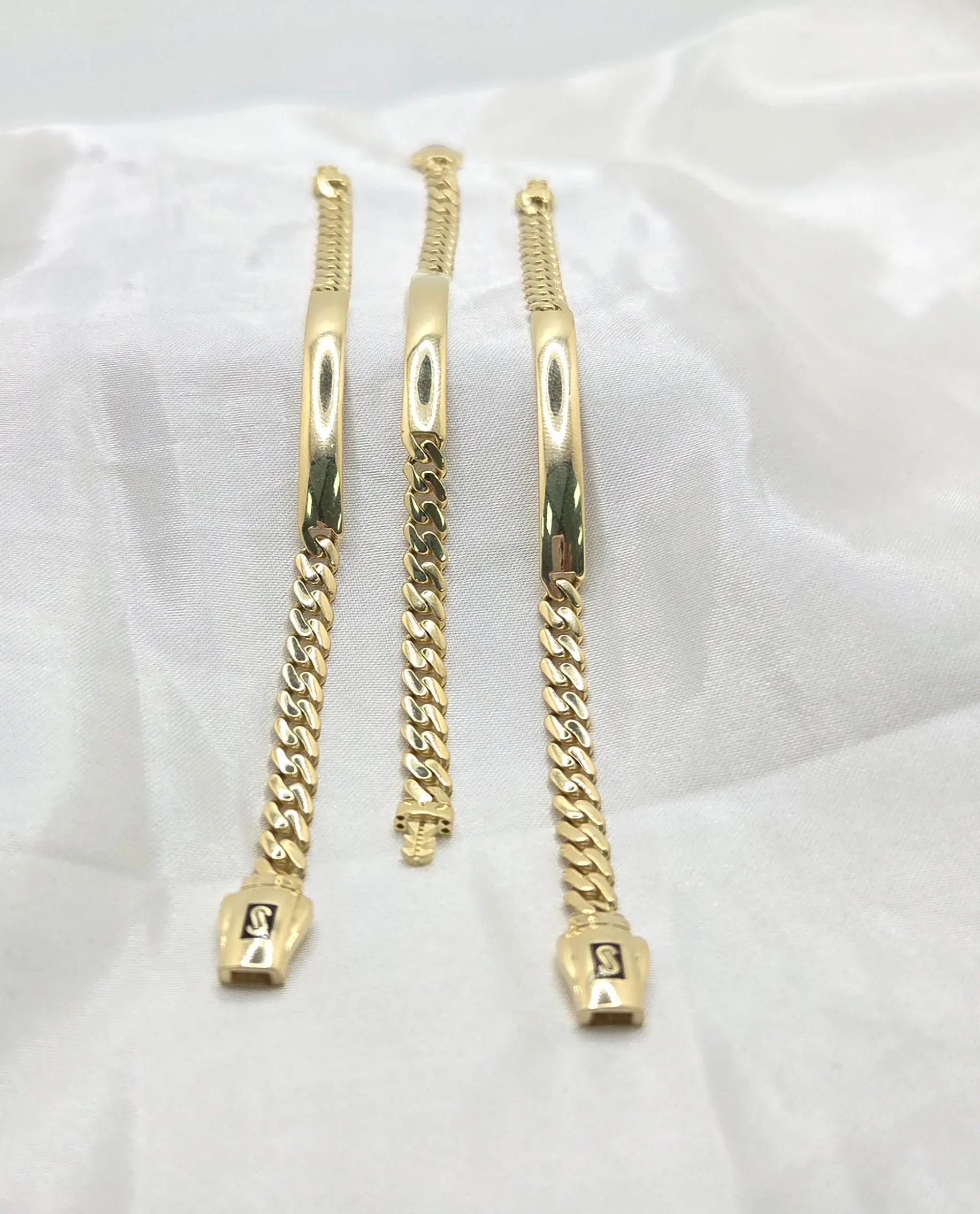 10KT CERTIFIED BABY ID PLAIN MONACO BRACELET Size 5MM 6INCH Weight 4.2GR