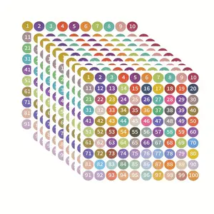 1 Inch Colorful Number Stickers, Waterproof Self-Adhesive Labels, Ideal for Home, Office, Kitchen, Organization, 10 Pieces 1-100