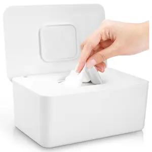 Wipes Dispenser,  Wipe Holder for Fresh Wipes, Non-Slip  Wipes Container, Refillable Wipes Box,  Wipes Case with Sealing Design Lid (White)