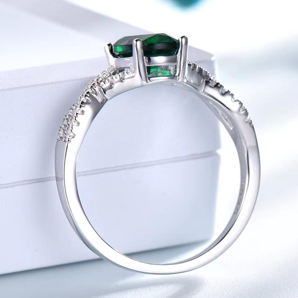 IRAMAT 925 Sterling Silver Emerald Zircon Ring | Women’s Fashion Jewelry | Perfect for Weddings & Special Occasions moissanite dark