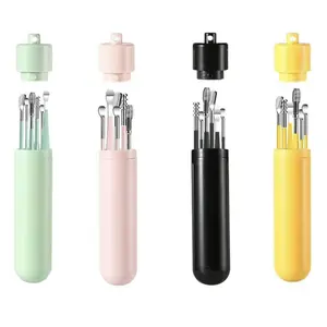 6 Counts/Set Ear Wax Removal Tool Set with Storage Tube,Ear Cleaning Kit Ear Spoons Ear Picks Curette,Ear Wax Remover Tool,Earwax Cleaning Supplies.