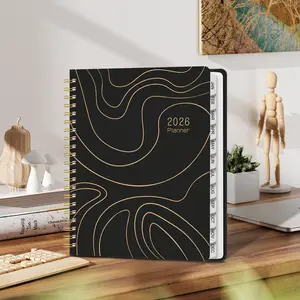 2026 A4 Coil Notebook with Elegant Gold Wave Design for Time Management and Organization Perfect for Scheduling and Planning A4 Size Coil Notebook with Gold Wave Design
