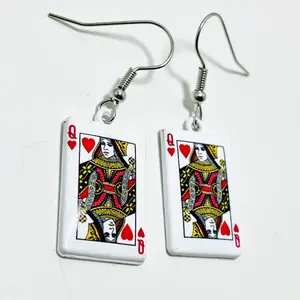 ️Stainless Steel Queen of Hearts Playing Card Earrings – Handmade by Mad Mellow