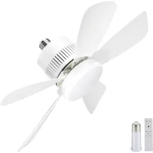 Socket Light Fan with Remote(Pairing Required), Light Socket Ceiling Fan - Turbo Airflow,  Quiet, Memory Save, Smooth Dimming 1000 LM CRI 80+, Screw In Design for Small Rooms, Garages & Dorms