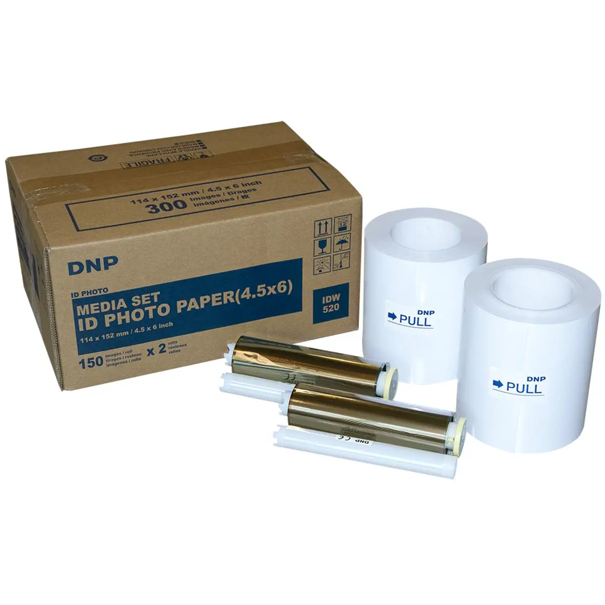 DNP 4.5x6" IDW520 Printer System Media, 150 Prints Per Roll, 2-Pack
