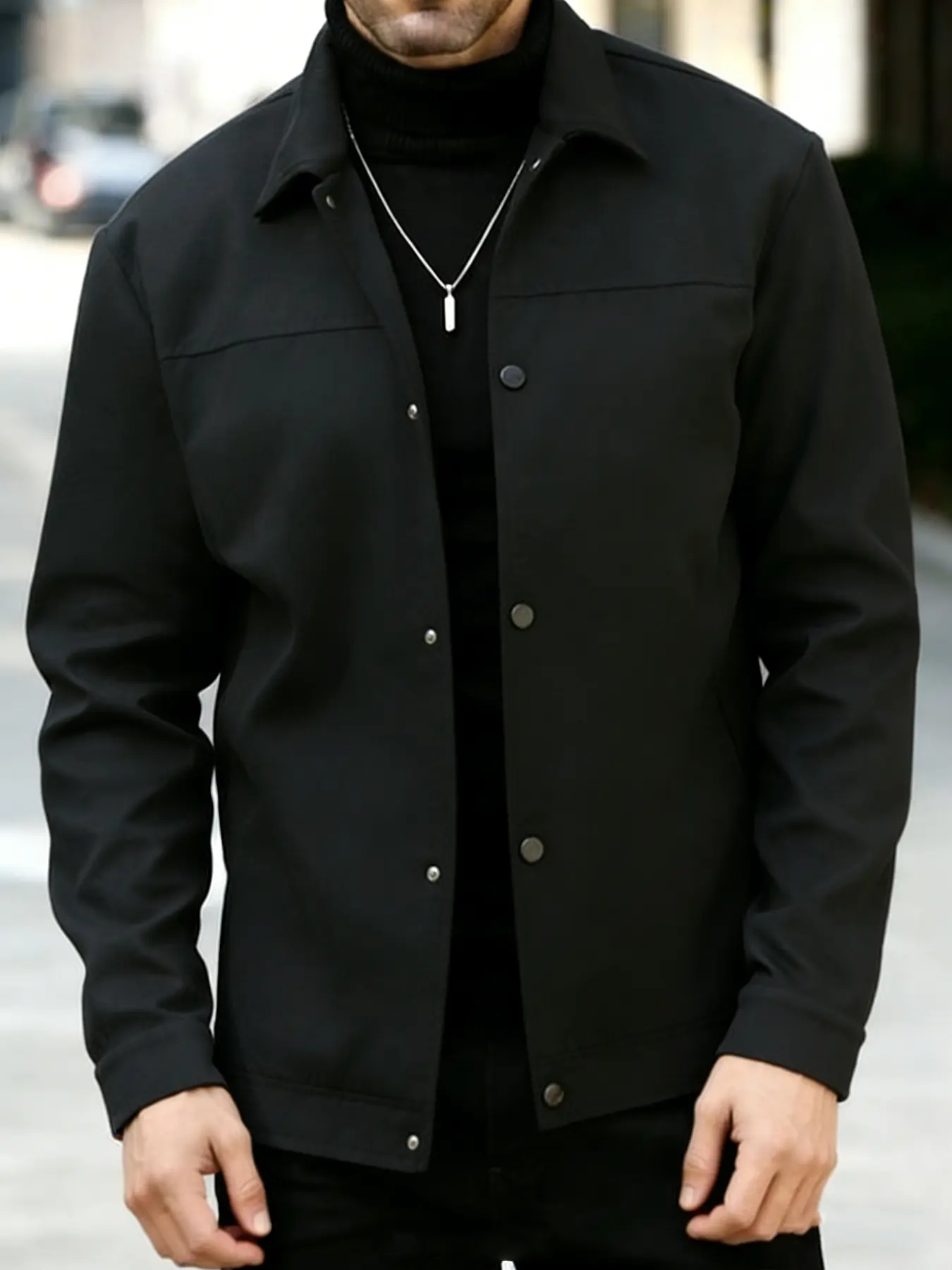 Men's Spring Summer Casual Button Up Jacket, 100% Polyester, Button Front & Snap Closure, Lapel Design, Versatile for Daily Wear