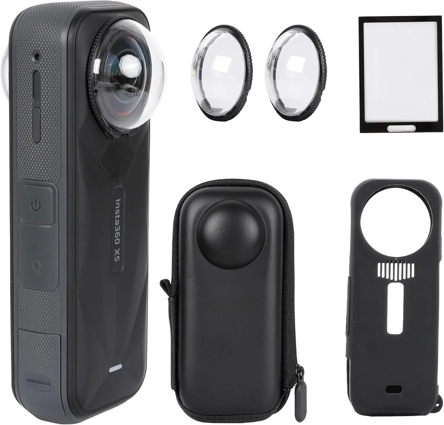 PellKing Camera Protective Accessories Kit for Insta360 X5, Insta 360 X5 Lens Guard/Silicone Protective Cover/Screen Protectors/Camera Case Bundle