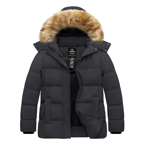 Wantdo Women's Plus Size (1x-2x-3x-4x-5x) Quilted Thick Winter Hooded Warm Coat - Long Sleeve Casual Fashion Outerwear with Removable Hood, 4 Reinforced Pockets