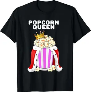 Women's 100% Cotton Short-Sleeve Popcorn T-Shirt, Streetwear Style, Everyday Wear for Popcorn Lovers