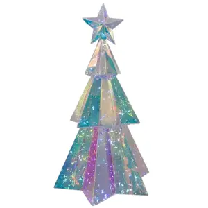 Kurt Adler Battery Operated Lighted Magical Iridescence Holographic Tabletop Christmas Tree, 15in