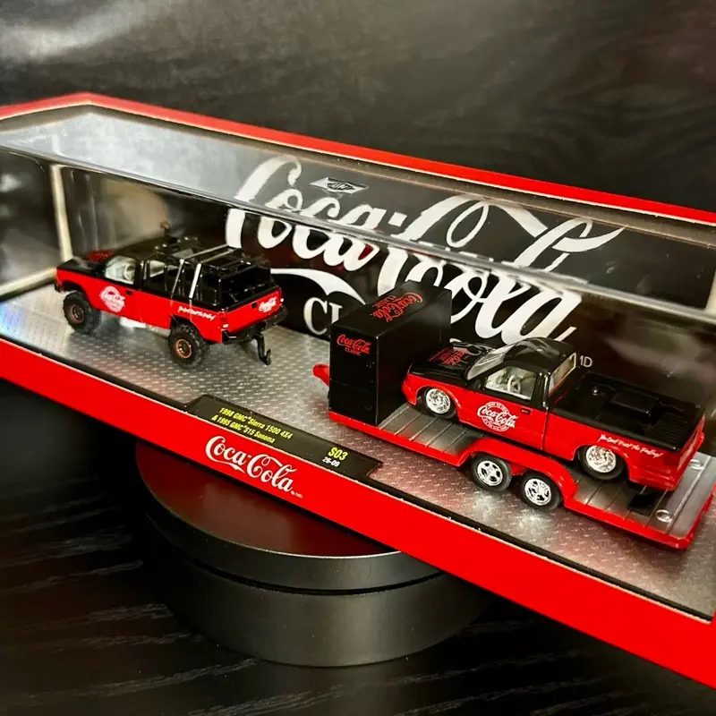 M2 Machines Auto Haulers Coca Cola Diecast Model Car Set - 98 GMC 1500 4x4 & 95 GMC S15 Sonoma, Worldwide Limited Edition (4,050 Pcs Only), Collectible Decor