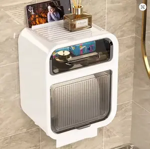 Paper towel box, wall mounted, simple and multifunctional paper drawer, toilet paper roll holder, household bathroom supplies