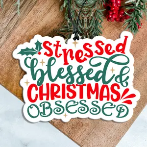 Christmas Air Fresheners Funny | USa Made Holiday Freshies for Small Spaces | Stressed Blessed Christmas Obsessed