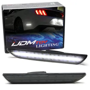 Compatible with Ford Mustang 2015-2023, Lightly Dark Lens White Full LED Rear Side Marker Light Kit Powered by 48-SMD LED