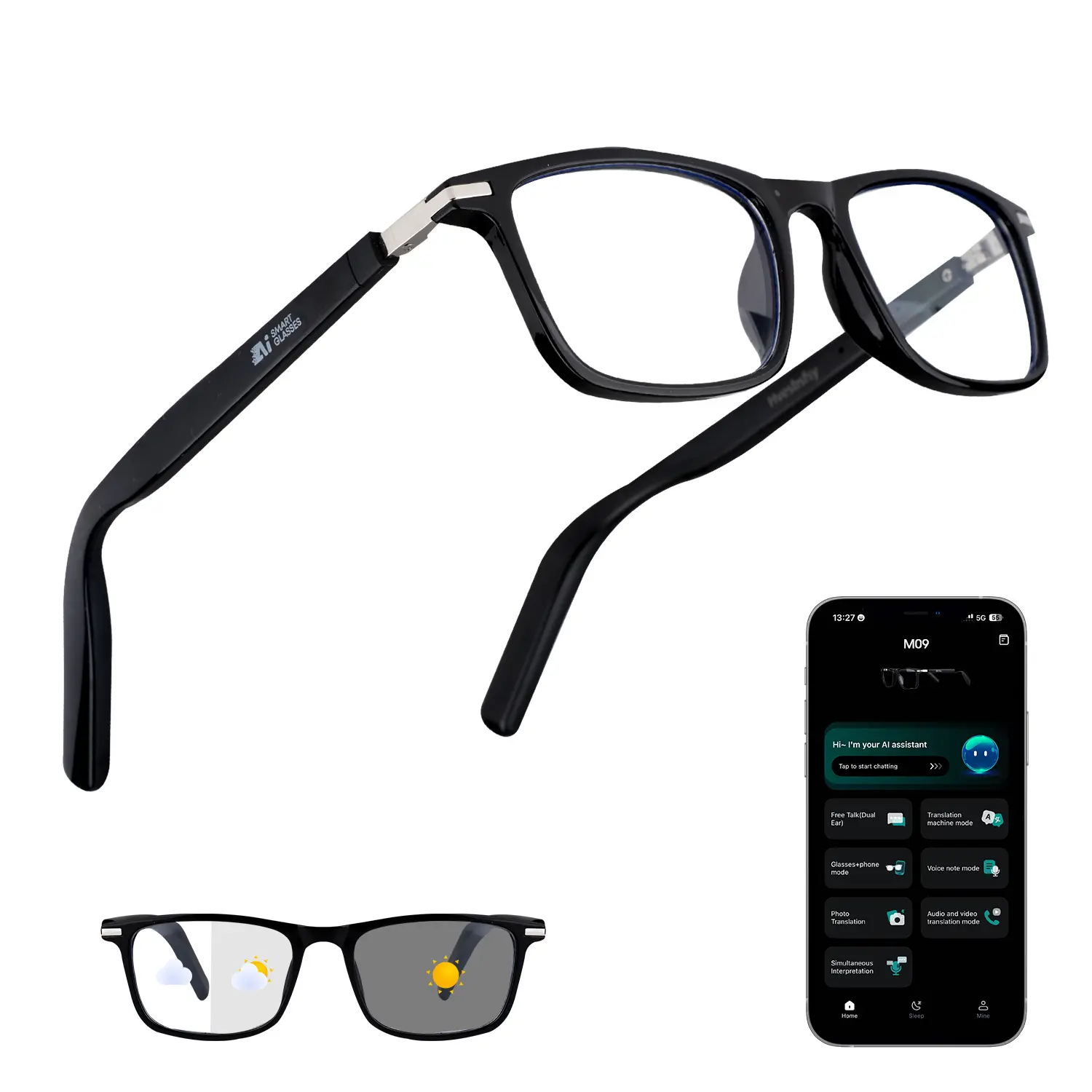 2026 AI Translation Smart Glasses for Men & Women, Bluetooth Audio Glasses with 164 Languages, Photochromic Lenses, Music & Calls, IP65 Waterproof, Free App, Smart Glasses for Travel, Driving & Business Father's Day Gift,back to school,back to school haul